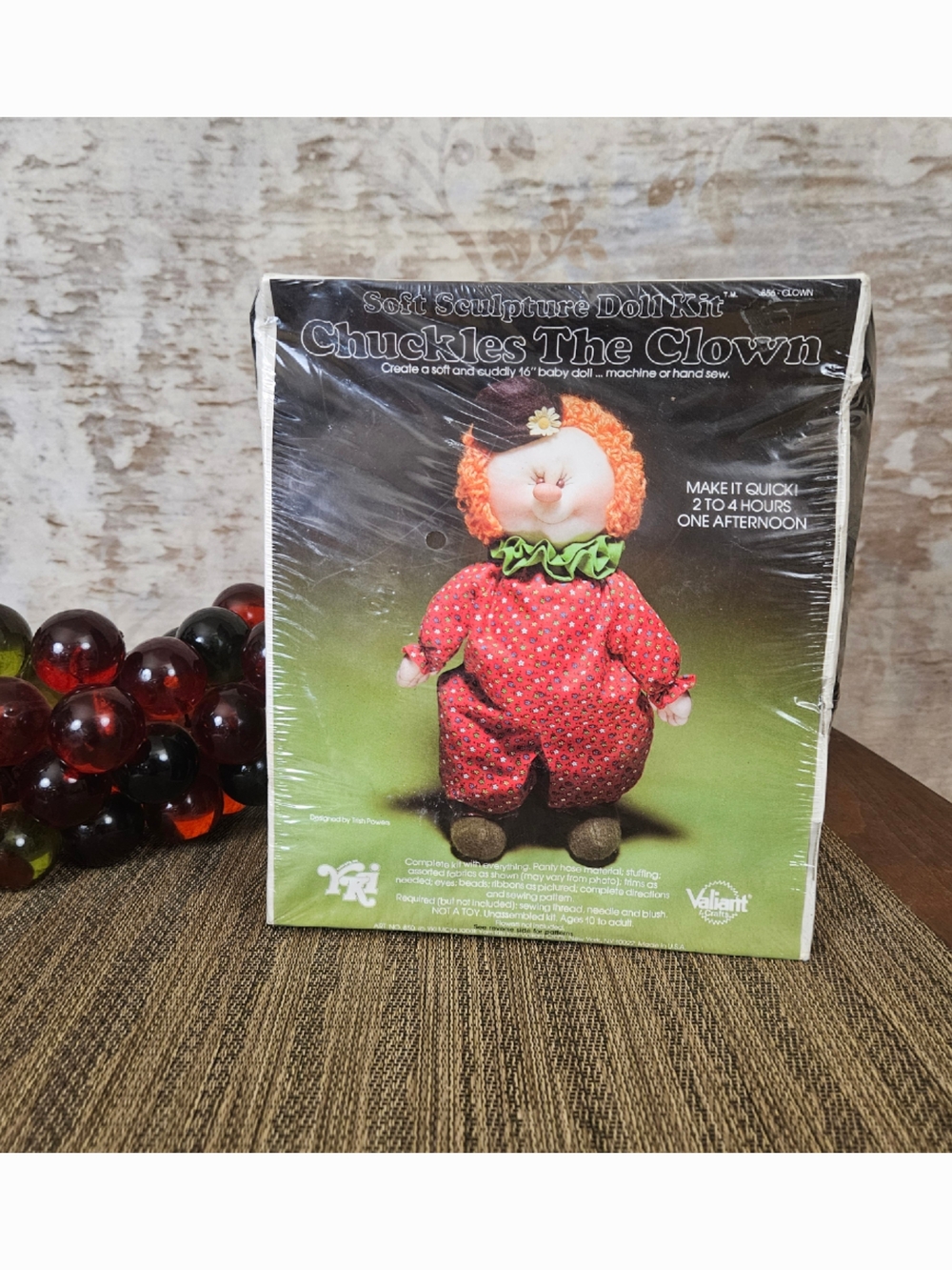 Vintage Sewing Kit 1980s Chuckles the Clown 16" Baby Doll Soft Sculpture - Picture 2 of 11